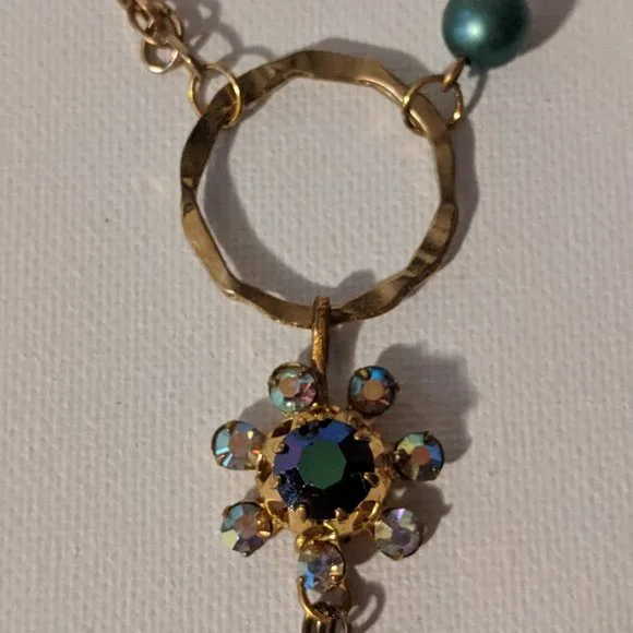 Blue Ring Dangles Vintage Necklace - Picture 2 of 6